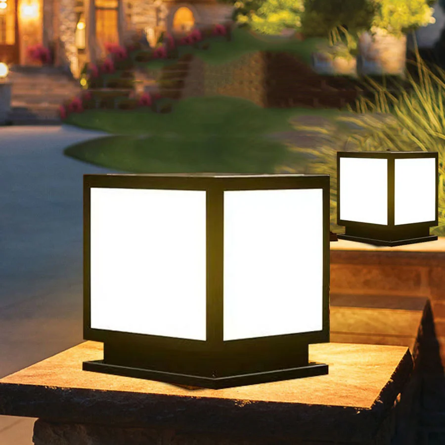 

Modern Solar Post Cap Light Outdoor Fence Deck Column Cap Lamp Solar Lantern Landscape Post Light for Patio Garden Decor