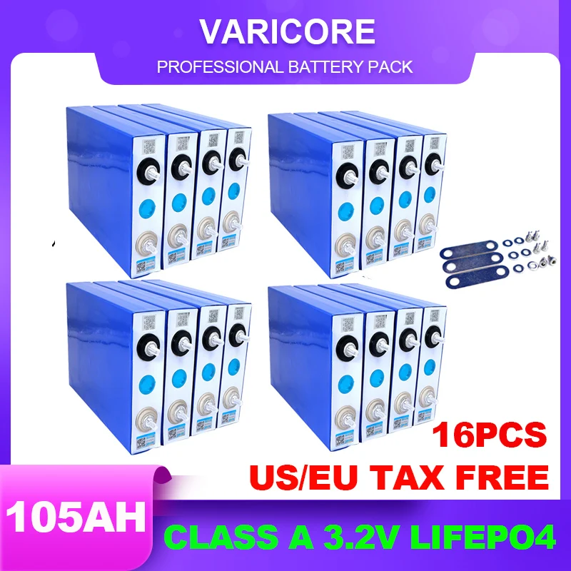 

16pcs 3.2v 102Ah 105Ah 100ah Lifepo4 Grade A Battery Lithium Iron Phosphate for 12v Campers Golf Cart Off-Road Solar Wind Yacht