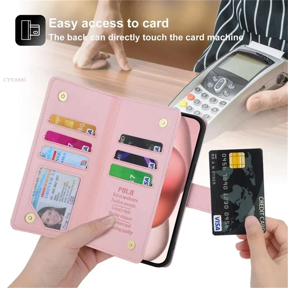 Роскошный флип-кошелек на молнии для Moto Edge 40 Neo 30 Ultra 20 Fusion S30 X40 X30 Pro мульти 9-карта