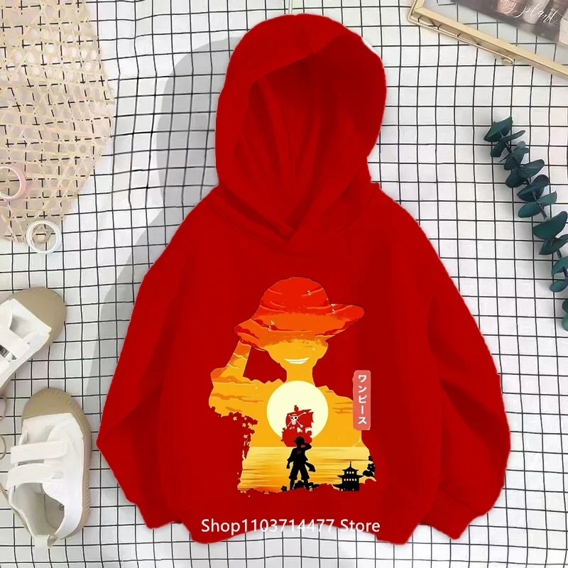 Детский пуловер с капюшоном в стиле аниме Луффи и Наруто толстовки из полиэстера