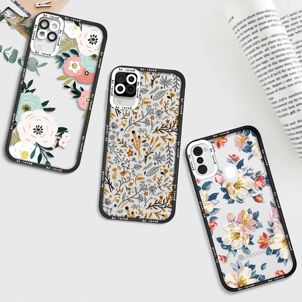 

Painted Floral Clear Case for Samsung A21S A32 4G A52 A52S A53 5G A11 A12 A71 A72 S22 Plus S22Ultra Shockproof Fundas Back Cover