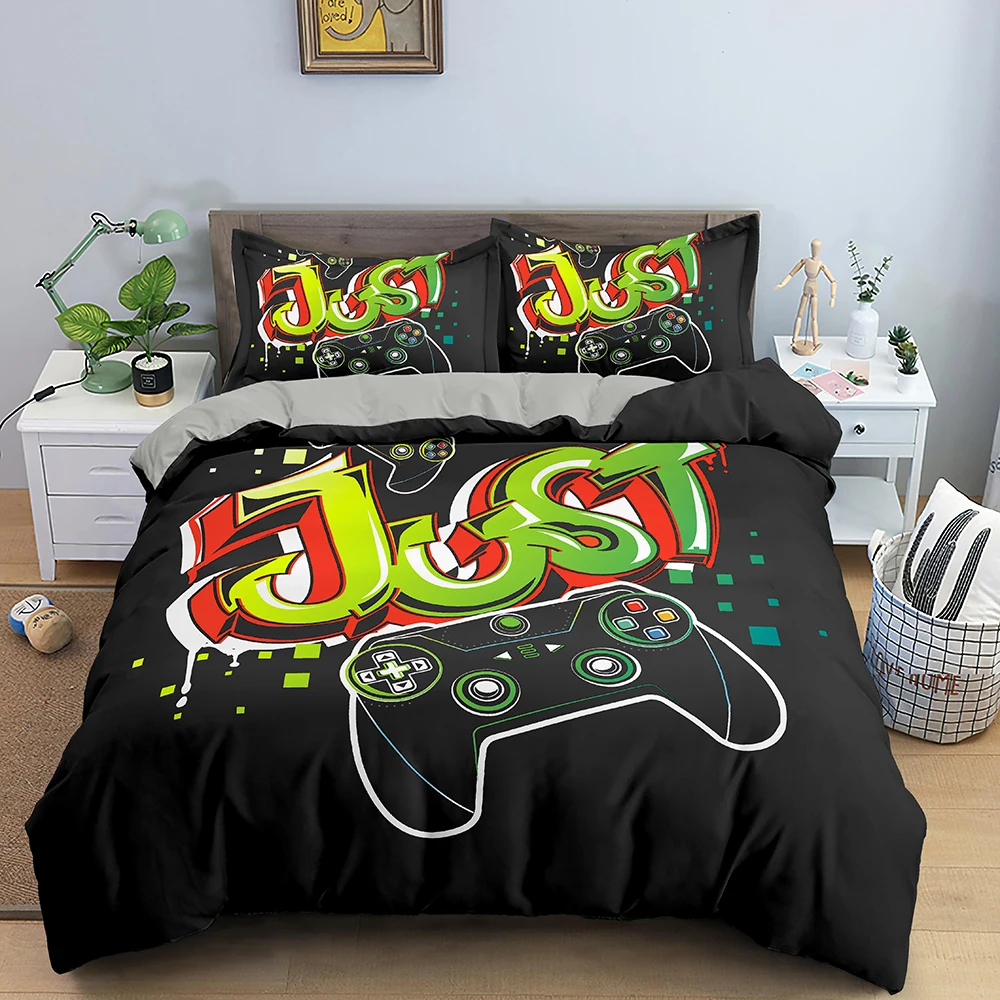 

Gamer Duvet Game Handle Printed Quilt Covers Microfiber Polyester Comforter Covers With Pillowcase 3D Gamepad Bed