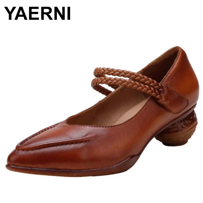 

Женские туфли из телячьей кожи, однотонные туфли с острым носком, прошитым ремешком с пряжкой, без застежки, ручная работа, весна 2023