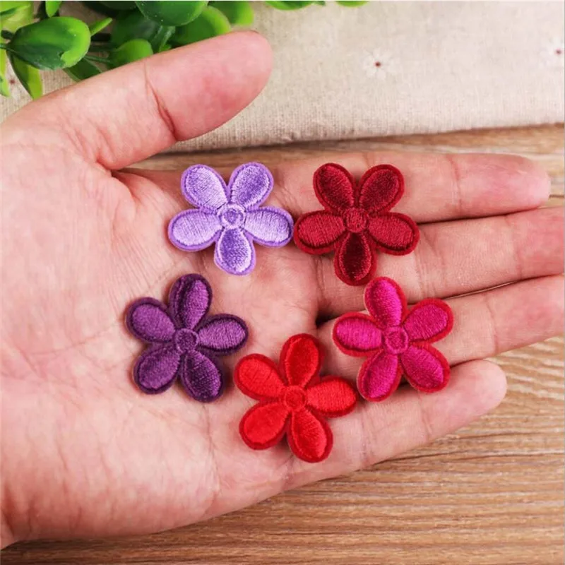 10PCS Cute Small Flower Patches Clothing Embroidery Iron On Applique Floral for Kids Bags Dress Clothes Cheap Patchs DIY - купить по