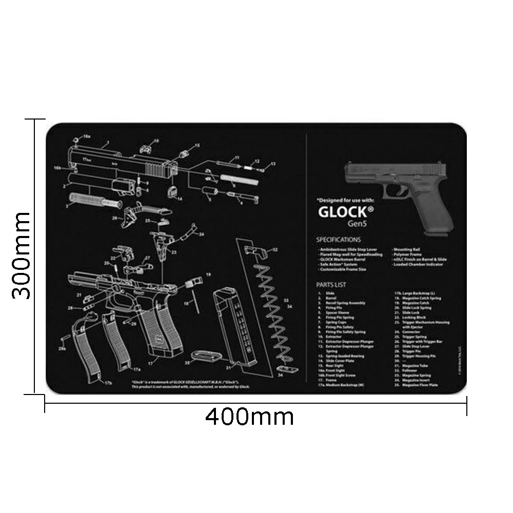 Резиновый коврик для мыши чистки пистолета HK USP 1911-3D Glock CZ-75 Ruger Sig Sauer P220 P226 P229 P365
