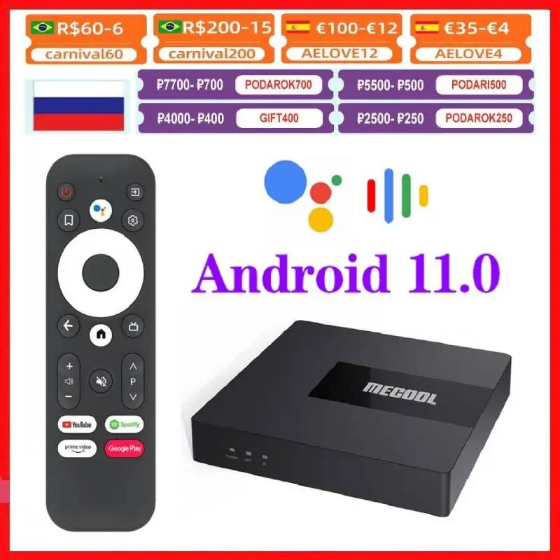 Caixa de tv Google Certificou Android Mecool Km7 Atv 4gb 64gb Amlogic S905y4 Ddr4 Androidtv 11 Wifi Duplo 4k Netflix Conjunto Caixa Superior 11.0