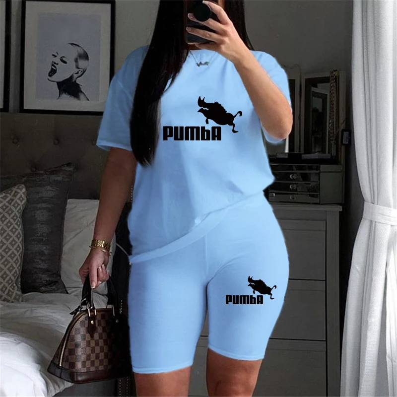 

Summer Women Short Sleeve O-Neck Tee Tops+Pencil Shorts Suits Two Piece Set Tracksuits Outfit Graphic t shirts Ropa De Mujer
