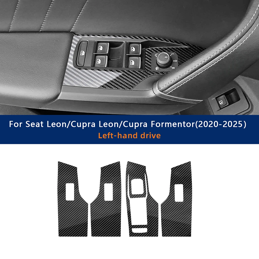 

Внутренняя пленка автомобиля из ТПУ для Seat Cupra Leon Formentor 2020-2025, защита двери, окна, переключатель, подъемник, углеродная текстура, наклейка с левым рулем