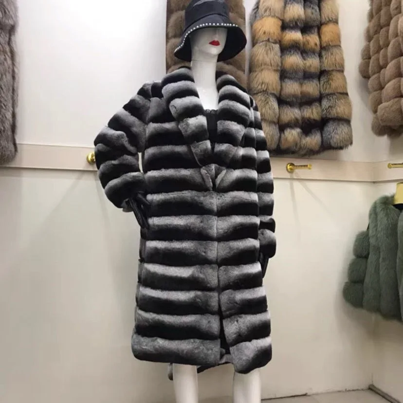 women winter luxury fur coat real rex rabbit fur coats for men ladies nice qualtiy chinchilla rex fur jacket enlarge