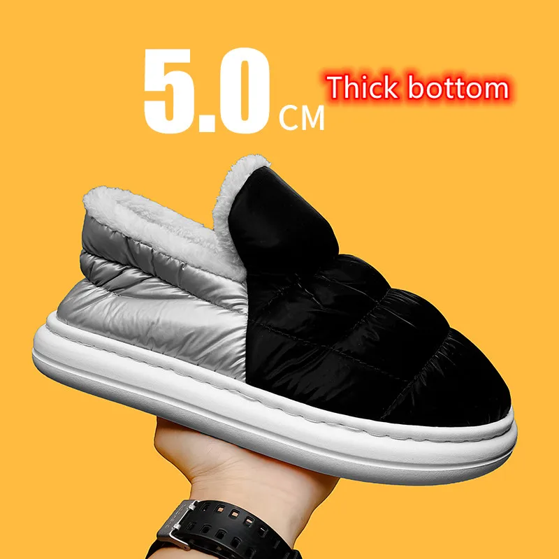 

Cute Plush Cotton Shoes Men Winter Boots Outdoor Non-slip Light Down Leisure Men‘s Snow Boot Platform Keep Warm Footwear