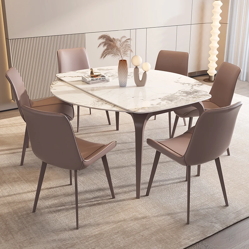 

Round Waterproof Dining Table Extendable Luxury Nordic Minimalist Dining Table Folding Living Mesa Comedor Dining Room Furniture