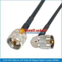 dual sl16 uhf male to uhf male right angle 90 degree connector pigtail jumper rg 58 rg58 3d fb extend copper cable pl259 so239