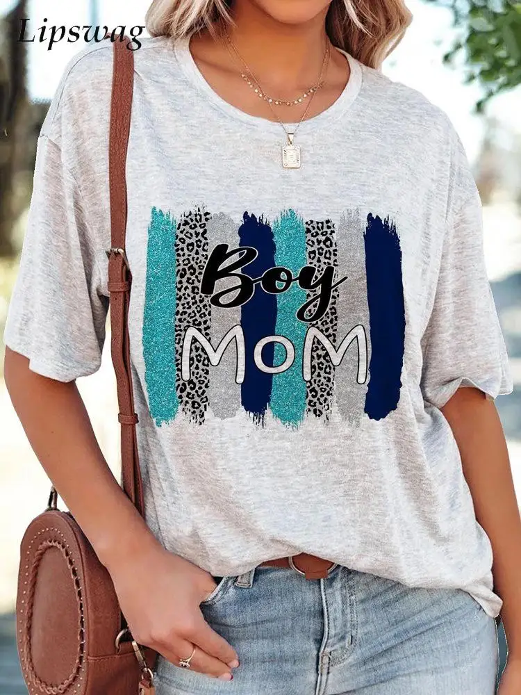 

Fashion Casual Letter Print Sweatshirt Women Short Sleeve Loose Pullover Tops 2022 Spring Summer O Neck Shirt Blouse Streetwear