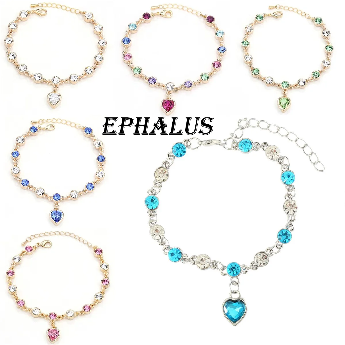 

Ephalus Simple Multicolor Heart Gem Bracelet 18-23cm 2022 Couple Promise Best Friends High Quality Original 925 Sterling Silver