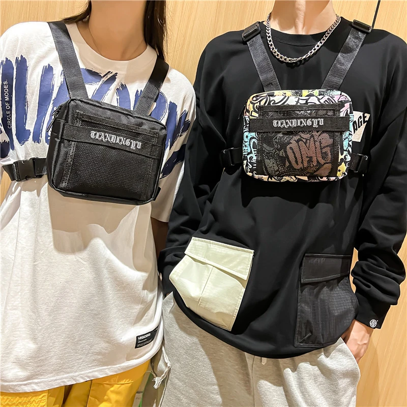 

Streetwear Men Bag Tactical Vest Hip Hop Style Crossbody Chest Bags Packs for Fashion Punck Chest Rig Vest Waist Bag Unisex