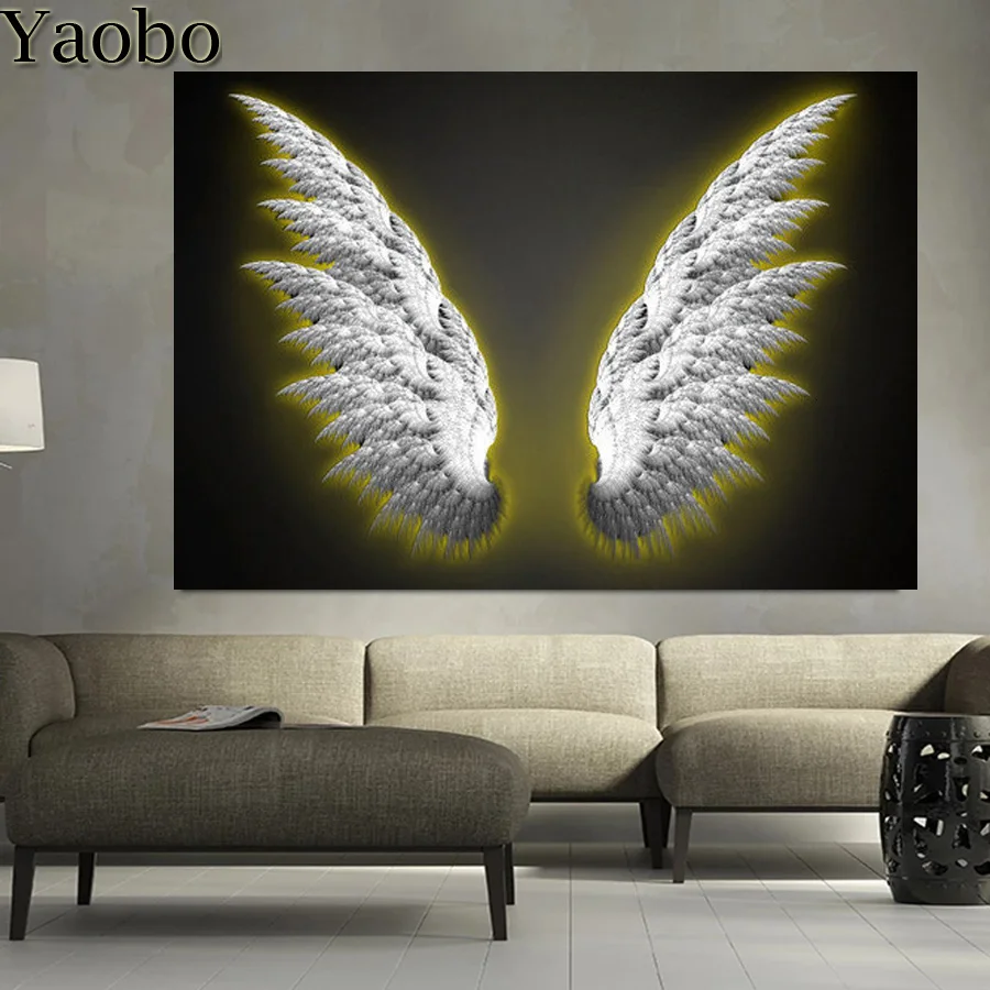 

5D алмазная живопись «сделай сам», абстрактные Крылья ангела, алмазная вышивка, полноразмерная Круглая Мозаика, домашний декор, рукоделие, искусство