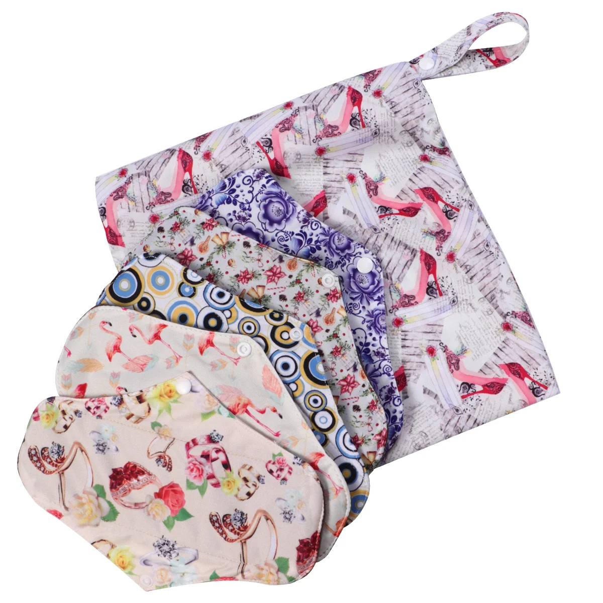 

5pcs Washable Menstrual Pads Charcoal Sanitary Pad Napkins Liners for Ladies Female Size ( ) Towel cycle
