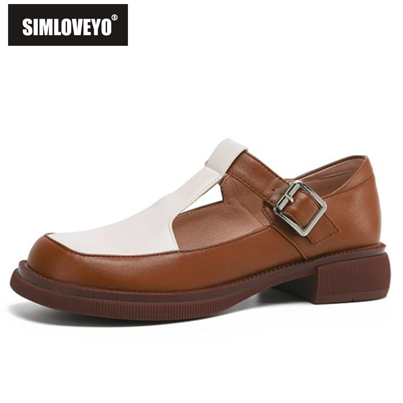 

SIMLOVEYO новые весенние женские туфли-лодочки с вырезами повседневные туфли с ремешком с пряжкой и круглым носком разных цветов Искусственные ...