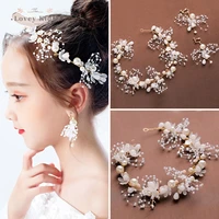baby girl crown 2021 princess sweet flower beading patchwork headdress with earrings wedding birthday headpiece hair wreath