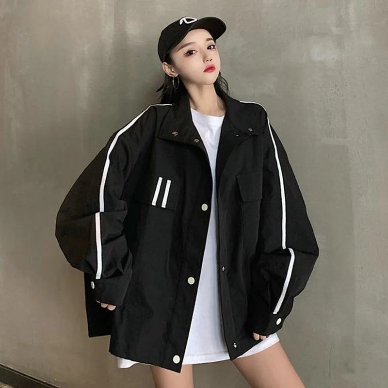 

Женская модная уличная одежда Deeptown, свободные черные куртки большого размера в стиле Харадзюку, женские уличные спортивные костюмы, Новинк...