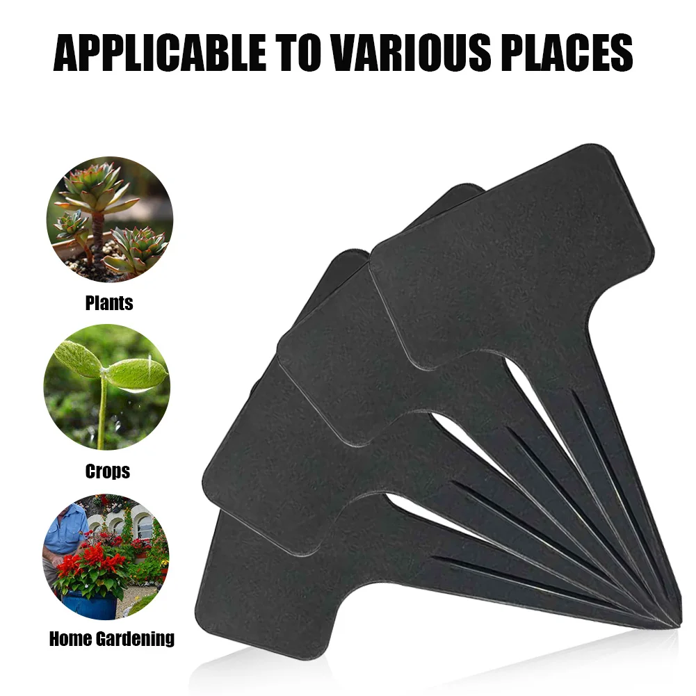 

100pcs Writing Filling Garden Markers Blank Plaque Grounded Insert Anti UV Landscape Black T Type Farm Plant Labels PP Plastic