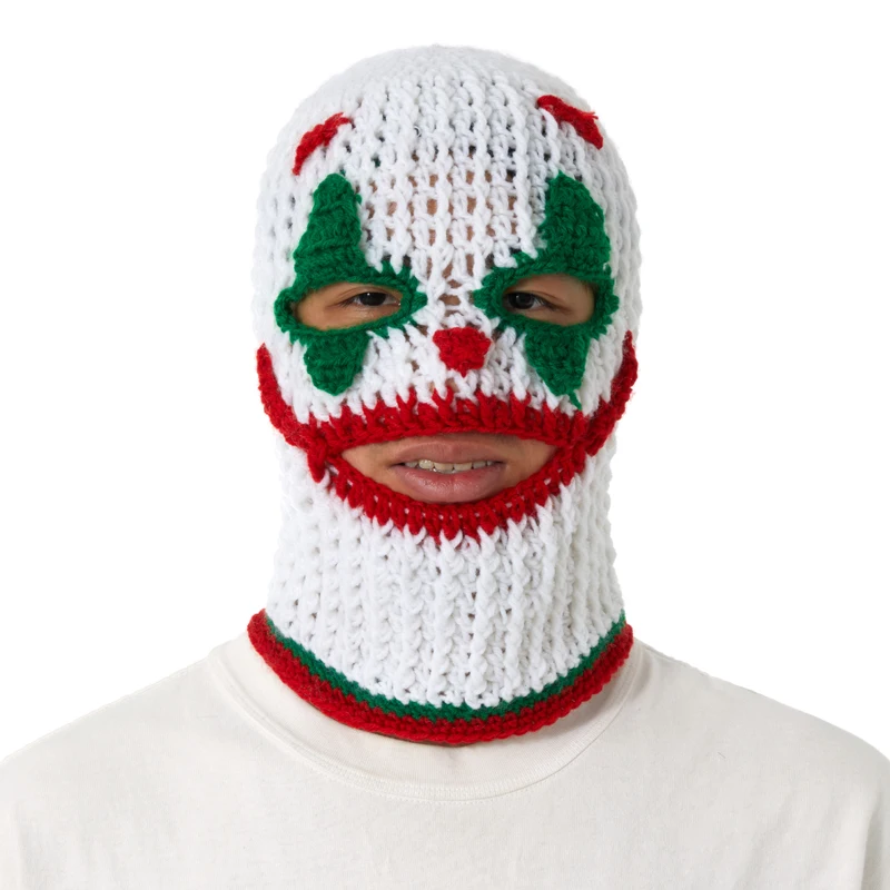 

Halloween Knit Cap Elastic Full Face Clown Winter Hat Party Hat for Adults Women Men