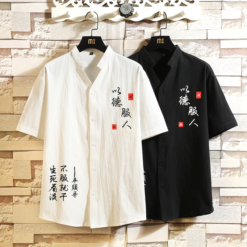 

OverSize 5XL 6XL 2022 Summer New Fashion Korea Design Hawaii Beach Short Sleeve Black White Casual Shirts Men's Print Blouse