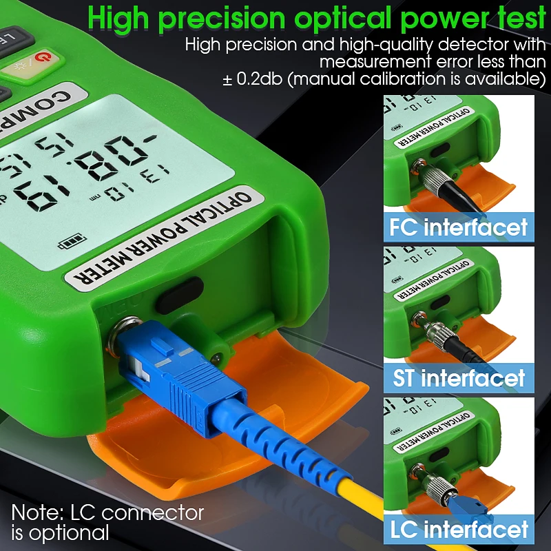 MAYTO 2 in 1 FTTH Fiber Optic Power Meter AUA-DC7/DC5 LED Light SC/FC/ST Universal Connector -70~+10dBm Fiber Optical Tester