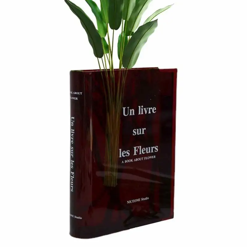 

Book Shape Vase Transparent Artistic Acrylic Vase Clear Book Shaped Flower Arrangement Ware Unbreakable Table Decor For