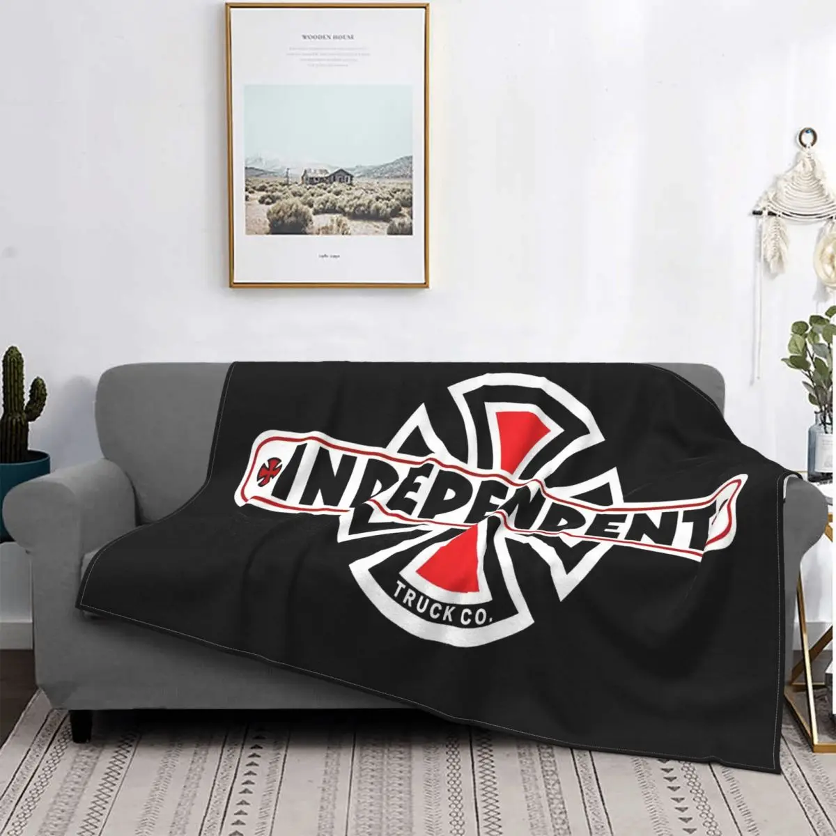 

Independent truck-monopatín con Logo gigante, manta de franela para jóvenes, talla pequeña para adulto, más tamaño, patrón Pop
