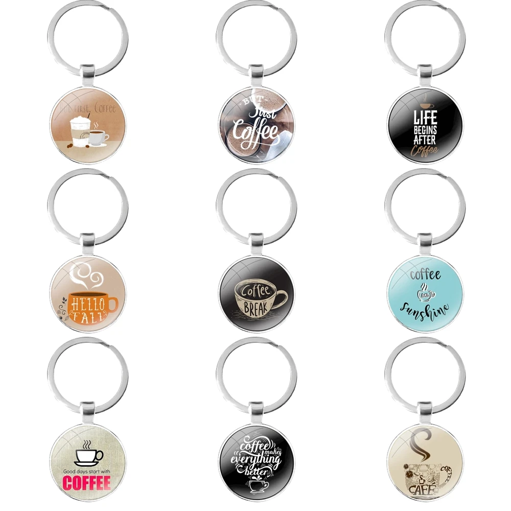 Кольцо для ключей кофе Сделай жизнь лучше стеклянный брелок с кабошоном брелок для автомобильных ключей кольцо держатель брелки подарки ми...