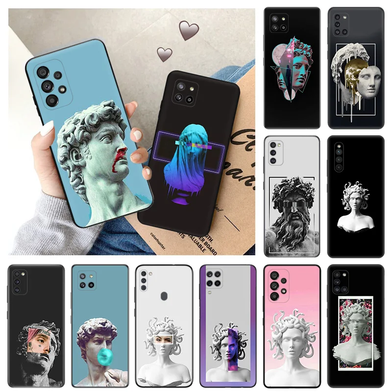 Чехлы для телефонов Samsung A32, A73, A72, A71, A54, A53, A52, A51, A42, A41, A34, A33, A24, A23, A22, A14, A13, с изображением статуи Давида Микеланджело Медузы