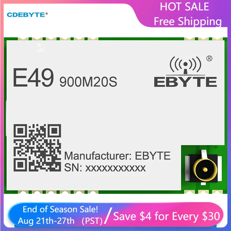 CMT2300A 868 МГц 915 МГц SMD 20 дБм беспроводной радиочастотный модуль CDEBYTE E49-900M20S 3000m дальность передачи FEC IPEX Печать отверстие IoT