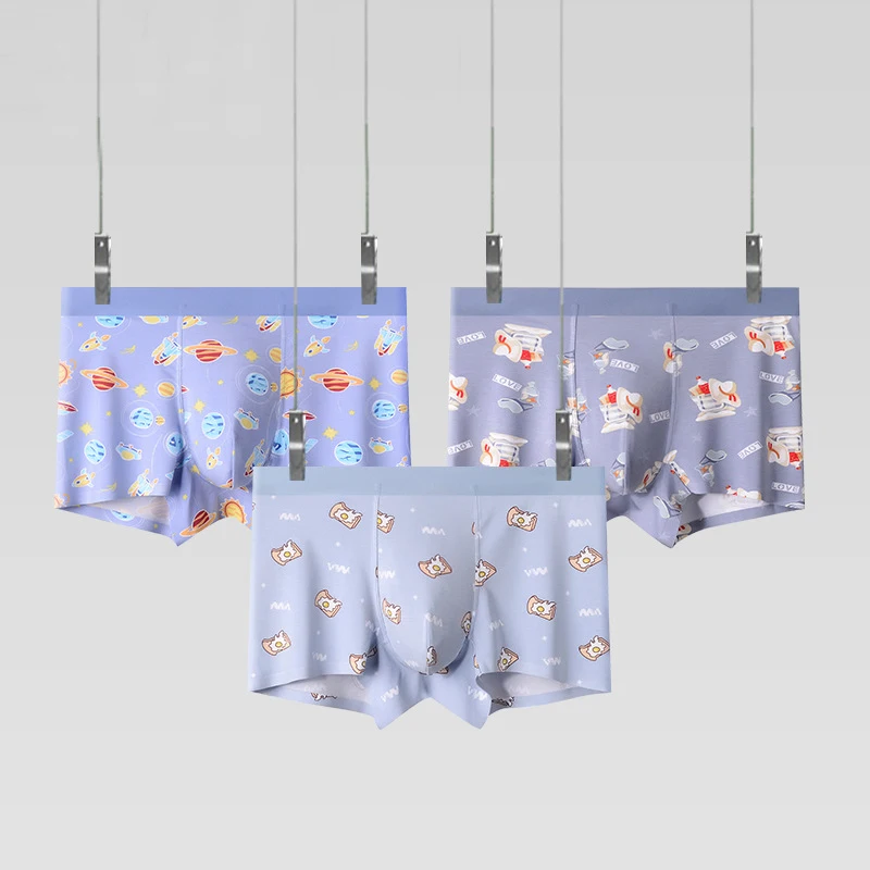 2022 new Four Seasons Universal trackless men's underwear Lenzing Modal printed mid-rise men's boxers