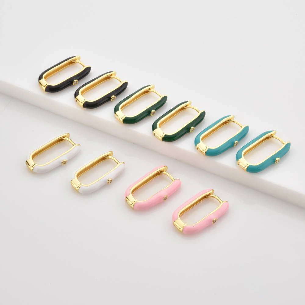 

S925 Silver Pseudo Square Boho Rainbow Hoop Exquisite Earrings Ladies Fashion Jewelry Trend Ins Same Earring Gift