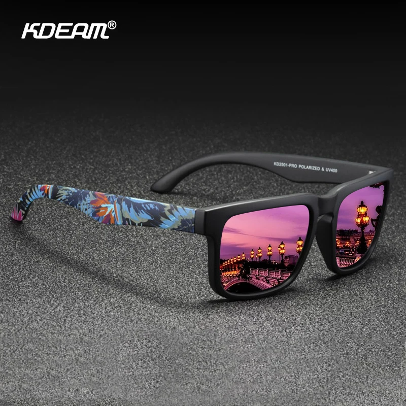 

Мужские солнцезащитные очки с поляризацией kdeam, классические квадратные очки для вождения с дужками, UV400, CE
