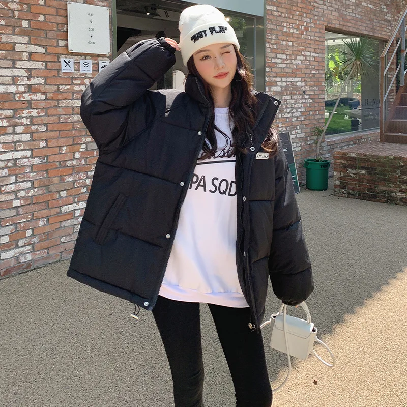 Autumn and Winter 2022 New Down Cotton-Padded Jacket for Female Students Short Bread Jacket Klein Blue Loose Cotton-Padded Coat