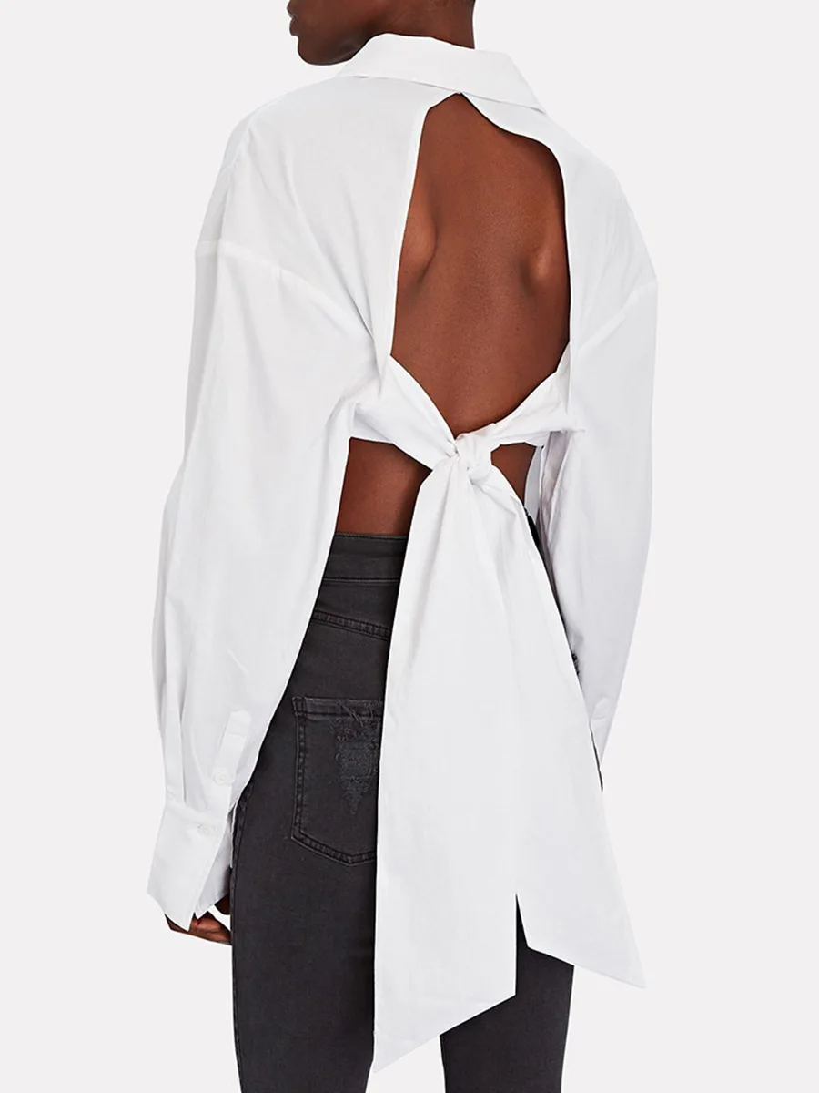 GetSpring женская рубашка 2024 весенняя новая модная элегантная повязка с бантом и