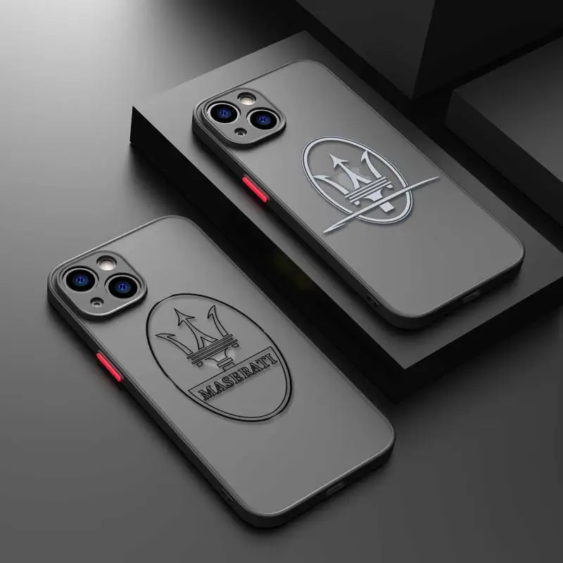 

Maserati Sports Cool Car Armor Matte Case For iphone 14 13 12 Mini 11 Pro XR X XS MAX ８７６6S Plus SE2020 SE2022 Bumper Cover