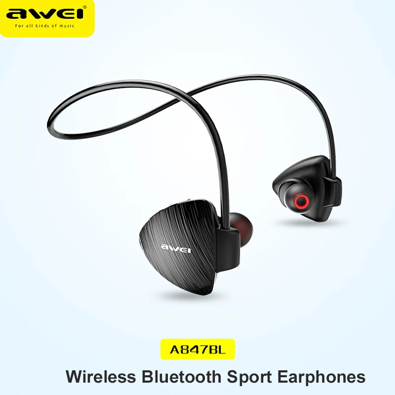 

Awei A847BL Wireless Bluetooth Sport Earphones HD Sterep Sound Neckband With Microphone For IPX4 Waterproof Running Earphone