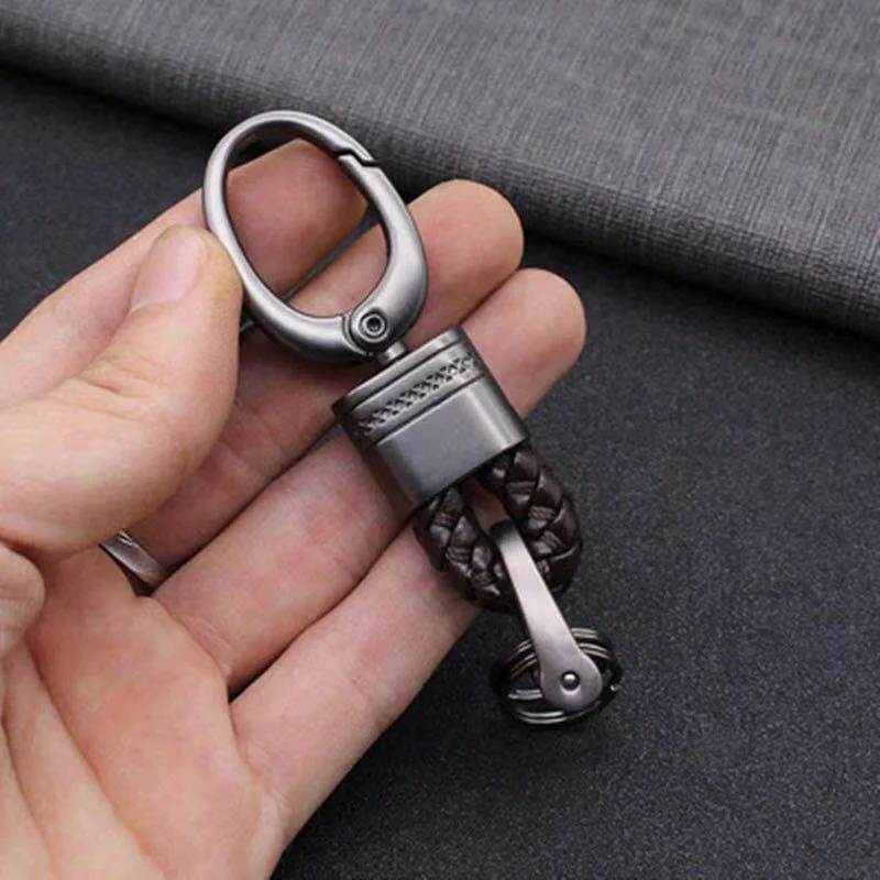 Fashion Trendy Leather Knitting Rope Keychain High-Grade Hand Woven Car Key chain For Women Man Keyring Accessories |