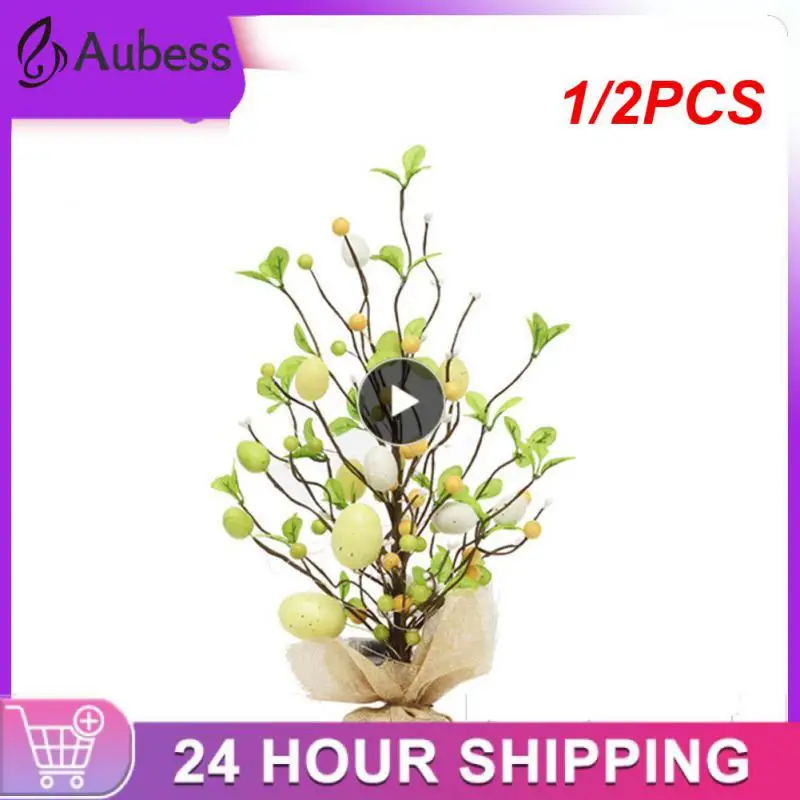 

1/2PCS 45cm Easter Decorations LED Egg Tree Colorful Fake Plant Flower Easter Spring Party Home Decor Happy Easter Gift
