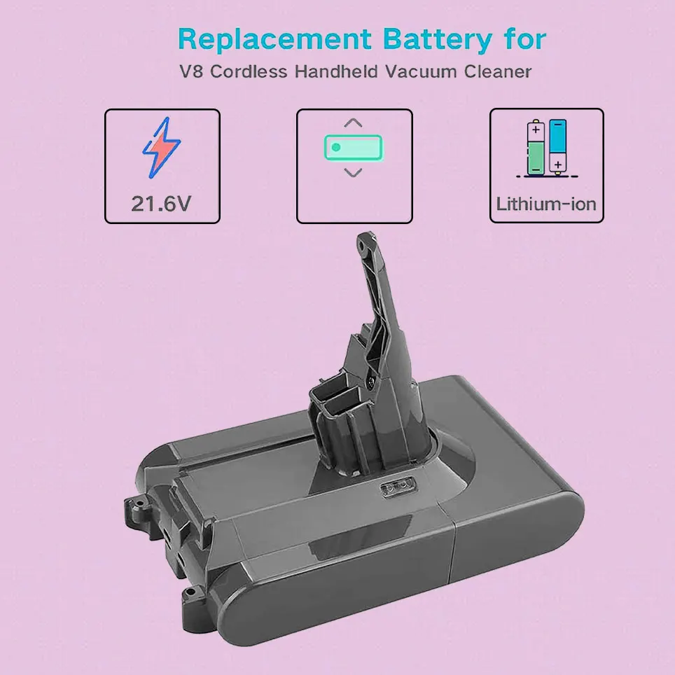 

2022 V8 21.6V lithium replacement battery compatible with V8 Absolute cordless handheld vacuum cleaner V8 fluffy vacuum