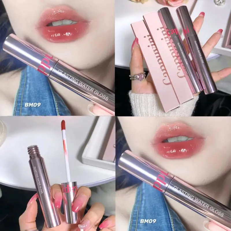 

Liquid Lipstick Lip Tint 6 Colors Waterproof Silver Lipstick Tube Non-stick Cup Mirror Water Lip Gloss Cosmetics Moisturizing