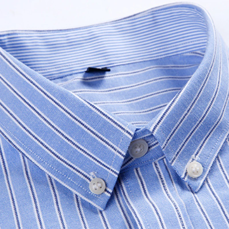 New Oxford men's shirt business casual breathable striped long-sleeved solid color spring and autumn slim fashion button shirt