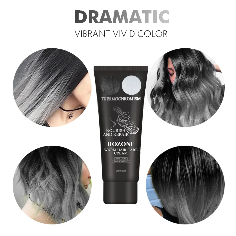 

50ml Hozone Temperature Change Hair Dye Popular YEY Color Heat Reactive Coloring Semi-permanent Warm Discoloration Styling Cream