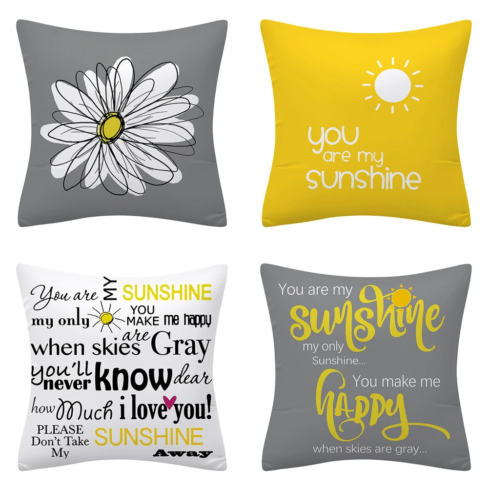 

Spring and summer hot sale daisy letter hug pillowcase home decoration pillow sofa cushion cover decorative pillows farmhouse