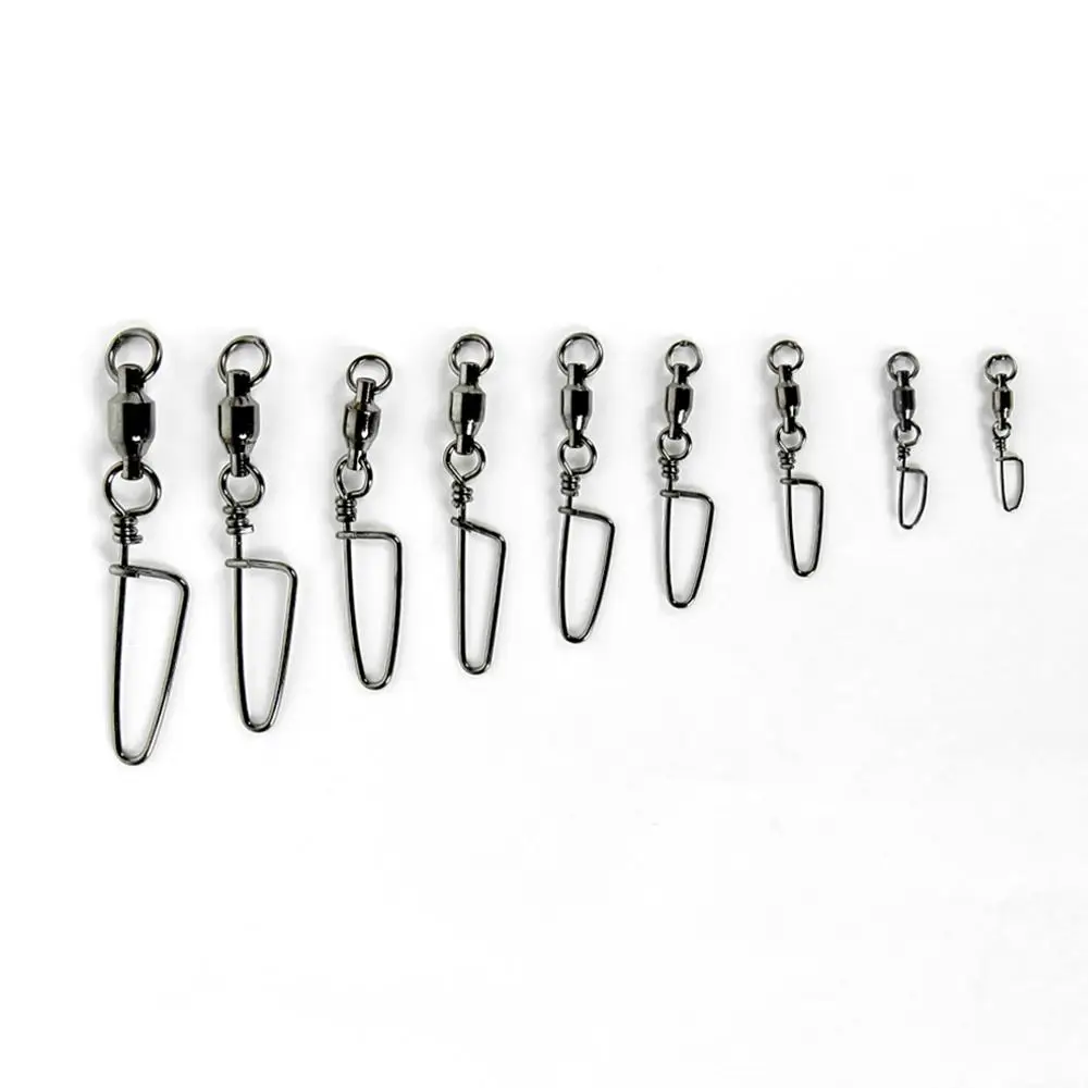 

50Pcs 1#2#3#4#5#6#7#8# Ball Bearing Swivel Snap Fishing Connector Fishing Tackle Fishing Swivels Arcuate Pin Fishing Accessories