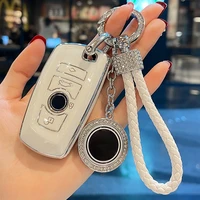 leather rope metal ring car key case cover for bmw m1 m2 m6 m3 m4 m5 m8 x1 x4 x5 x6 ix3 z4 i4 2 series 4 5 8 6 gt 320i 440i g30