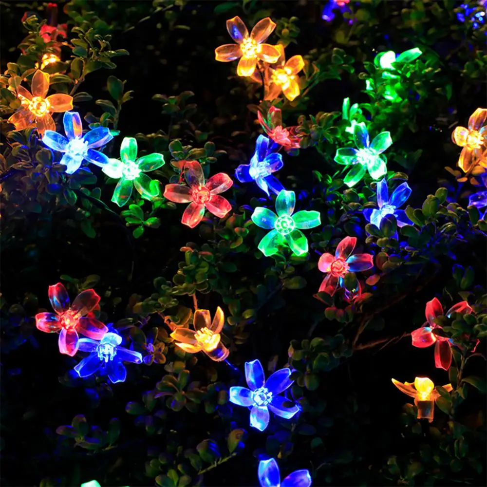 

5M/12M LED Solar Light Christmas Cherry Blossom Flower Flashing Fairy Lamp String Waterproof Indoor Wedding Party Garland Decor
